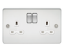 Knightsbridge FPR9000PCW Flat Plate 13A 2G DP Switched Socket - Polished Chrome With White Insert Socket Knightsbridge - Sparks Warehouse