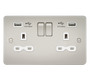 Knightsbridge FPR9224PLW Flat plate 13A 2G switched socket with dual USB charger (2.4A) - pearl with white insert ML Knightsbridge - Sparks Warehouse