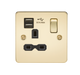 Knightsbridge FPR9124PB Flat Plate 13A 1G Switched Socket With Dual USB Charger - Polished Brass With Black Insert Socket - With USB Knightsbridge - Sparks Warehouse