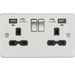 Knightsbridge FPR9904NBC Flat plate 13A Smart 2G switched socket with dual USB charger 2.4A - Brushed Chrome with blk insert Socket - With USB Knightsbridge - Sparks Warehouse