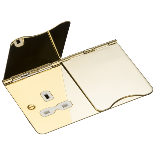 Knightsbridge FPR9UPBW 13A 2G Unswitched Floor Socket - Polished Brass Floor Socket Knightsbridge - Sparks Warehouse