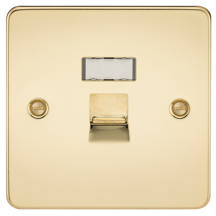 Knightsbridge FPRJ45PB Flat Plate RJ45 NETWORK Outlet - Polished Brass Data Socket Knightsbridge - Sparks Warehouse