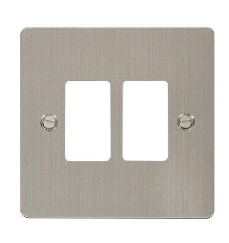 Scolmore FPSS20402 - 2 Gang GridPro® Frontplate - Stainless Steel GridPro Scolmore - Sparks Warehouse