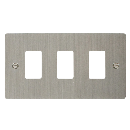 Scolmore FPSS20403 - 3 Gang GridPro® Frontplate - Stainless Steel GridPro Scolmore - Sparks Warehouse