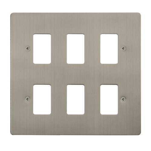 Scolmore FPSS20506 - 6 Gang GridPro® Frontplate - Stainless Steel GridPro Scolmore - Sparks Warehouse