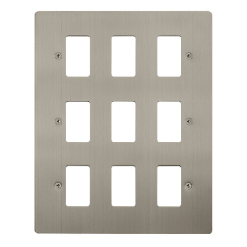 Scolmore FPSS20509 - 9 Gang GridPro® Frontplate - Stainless Steel GridPro Scolmore - Sparks Warehouse