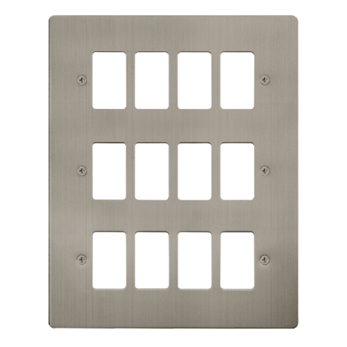 Scolmore FPSS20512 - 12 Gang GridPro® Frontplate - Stainless Steel GridPro Scolmore - Sparks Warehouse