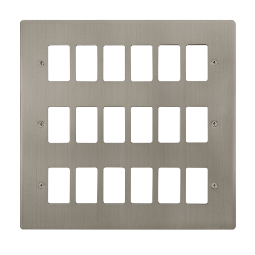 Scolmore FPSS20518 - 18 Gang GridPro® Frontplate - Stainless Steel GridPro Scolmore - Sparks Warehouse