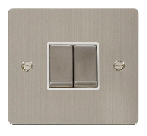 Scolmore FPSSWH-SMART2 - 1G Plate 2 Apertures Supplied With 2 x 10AX 2 Way Ingot Retractive Switch Modules - White Define Scolmore - Sparks Warehouse