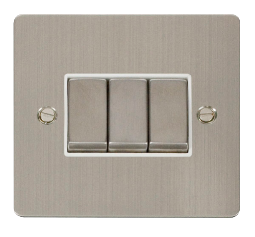 Scolmore FPSSWH-SMART3 - 1G Plate 3 Apertures Supplied With 3 x 10AX 2 Way Ingot Retractive Switch Modules - White Define Scolmore - Sparks Warehouse