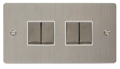 Scolmore FPSSWH-SMART4 - 2G Plate 2 x 2 Apertures Supplied With 4 x 10AX 2 Way Ingot Retractive Switch Modules - White Define Scolmore - Sparks Warehouse