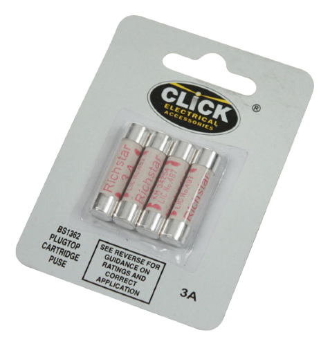 Scolmore FU036 - Card Of 4 X 3A Fuses Essentials Scolmore - Sparks Warehouse
