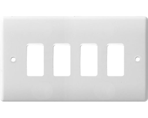 BG Nexus G84 Grid Moulded 4 Gang White Front Plate - BG - sparks-warehouse