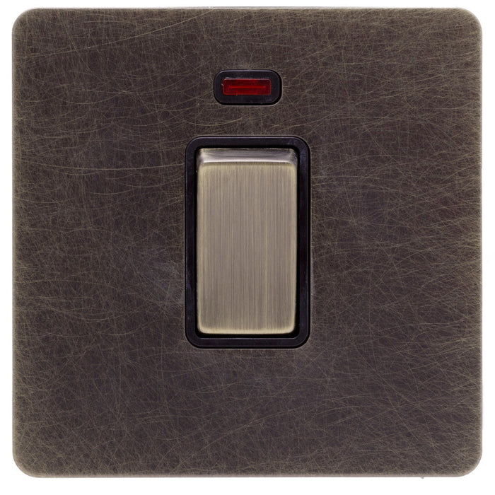 Screwless Antique Brass 20A Double Pole Switch - 1 Gang - The Georgian Caradok - Georgian - Antique Brass Caradok - Sparks Warehouse