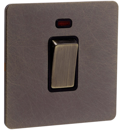 Screwless Antique Brass 20A Double Pole Switch - 1 Gang - The Georgian Caradok - Georgian - Antique Brass Caradok - Sparks Warehouse