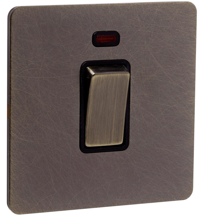 Screwless Antique Brass 20A Double Pole Switch - 1 Gang - The Georgian Caradok - Georgian - Antique Brass Caradok - Sparks Warehouse