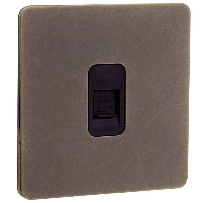 Screwless Antique Brass Telephone Socket - 1 Gang - The Georgian Caradok - Georgian - Antique Brass Caradok - Sparks Warehouse