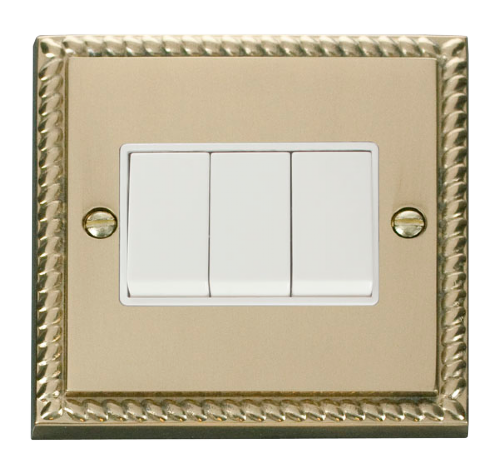 Scolmore GCBR013WH - 3 Gang 2 Way 10AX Switch - White Deco Scolmore - Sparks Warehouse