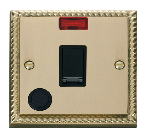Scolmore GCBR023BK - 20A 1 Gang DP Switch With Flex Outlet And Neon - Black Deco Scolmore - Sparks Warehouse