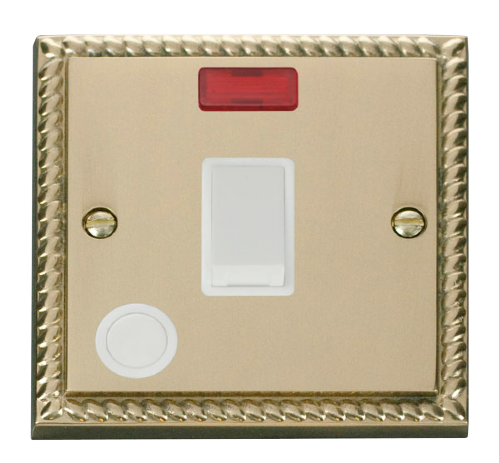 Scolmore GCBR023WH - 20A 1 Gang DP Switch With Flex Outlet And Neon - White Deco Scolmore - Sparks Warehouse