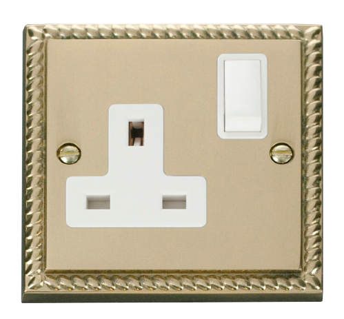 Scolmore GCBR035WH - 1 Gang 13A DP Switched Socket Outlet - White Deco Scolmore - Sparks Warehouse