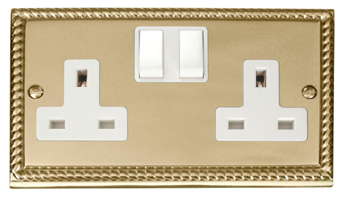 Scolmore GCBR036WH - 2 Gang 13A DP Switched Socket Outlet - White Deco Scolmore - Sparks Warehouse