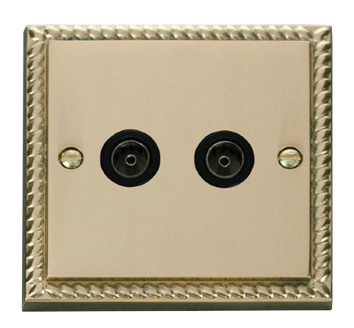 Scolmore GCBR066BK - Twin Coaxial Socket Outlet - Black Deco Scolmore - Sparks Warehouse