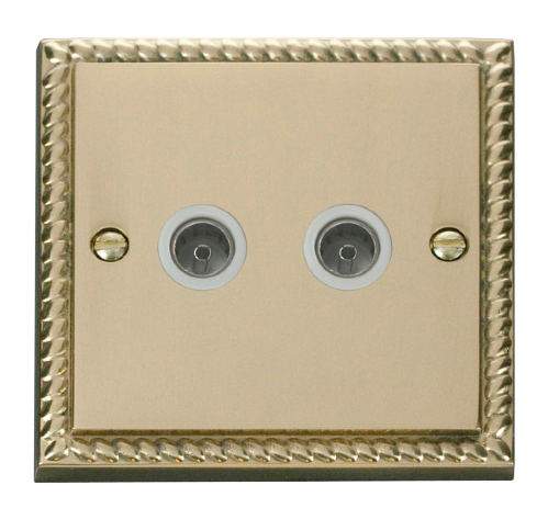 Scolmore GCBR066WH - Twin Coaxial Socket Outlet - White Deco Scolmore - Sparks Warehouse