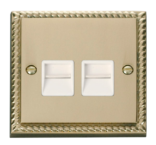 Scolmore GCBR121WH - Twin Telephone Socket Outlet Master - White Deco Scolmore - Sparks Warehouse