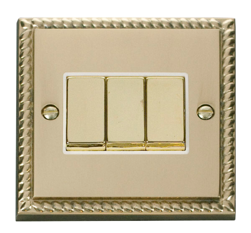 Scolmore GCBR413WH - 3 Gang 2 Way ‘Ingot’ 10AX Switch - White Deco Scolmore - Sparks Warehouse