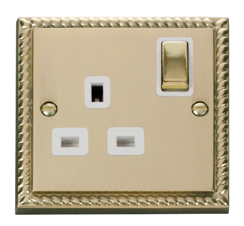 Scolmore GCBR535WH - 1 Gang 13A DP ‘Ingot’ Switched Socket Outlet - White Deco Scolmore - Sparks Warehouse