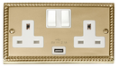 Scolmore GCBR770WH - 13A 2G Switched Socket With 2.1A USB Outlet (Twin Earth) - White Deco Scolmore - Sparks Warehouse