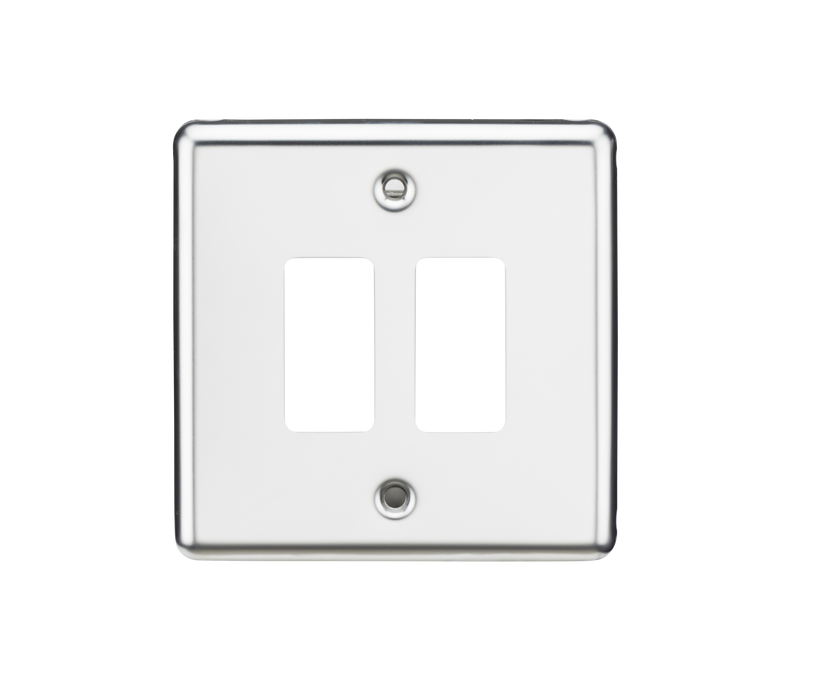 Knightsbridge GDCL2PC 2G Grid Faceplate - Rounded Edge Polished Chrome Front Plate Knightsbridge - Sparks Warehouse