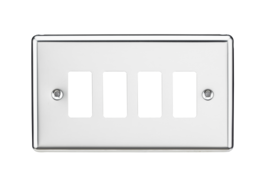 Knightsbridge GDCL4PC 4G Grid Faceplate - Rounded Edge Polished Chrome Front Plate Knightsbridge - Sparks Warehouse