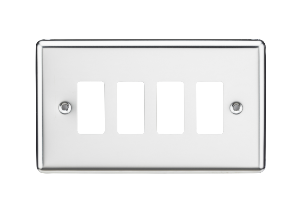 Knightsbridge GDCL4PC 4G Grid Faceplate - Rounded Edge Polished Chrome Front Plate Knightsbridge - Sparks Warehouse