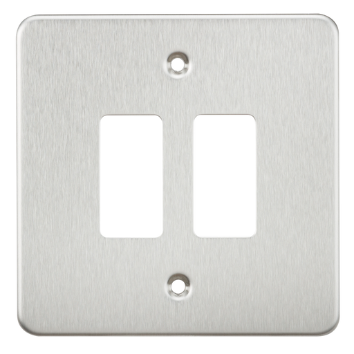 Knightsbridge GDFP002BC Flat plate 2G grid faceplate - brushed chrome Knightsbridge Grid Knightsbridge - Sparks Warehouse