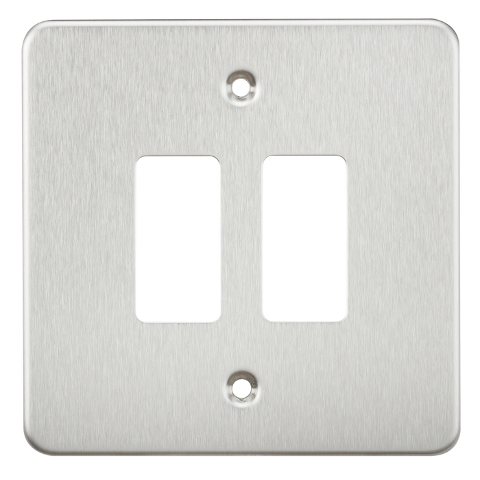 Knightsbridge GDFP002BC Flat plate 2G grid faceplate - brushed chrome Knightsbridge Grid Knightsbridge - Sparks Warehouse