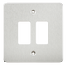 Knightsbridge GDFP002BC Flat plate 2G grid faceplate - brushed chrome Knightsbridge Grid Knightsbridge - Sparks Warehouse