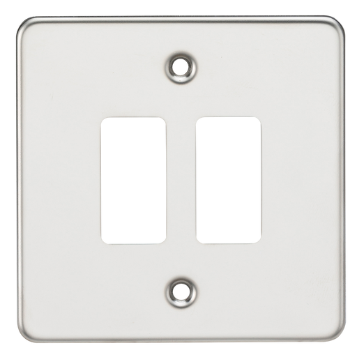 Knightsbridge GDFP002PC Flat plate 2G grid faceplate - polished chrome Knightsbridge Grid Knightsbridge - Sparks Warehouse