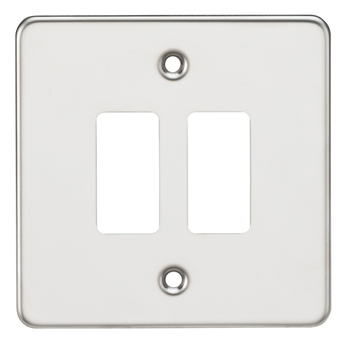 Knightsbridge GDFP002PC Flat plate 2G grid faceplate - polished chrome Knightsbridge Grid Knightsbridge - Sparks Warehouse