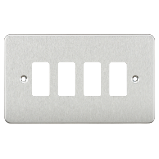 Knightsbridge GDFP004BC Flat Plate Brushed Steel 4G Grid Face Plate Faceplate Knightsbridge - Sparks Warehouse