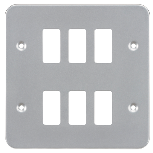 Knightsbridge GDFP006M Metal Clad 6G Grid faceplate Knightsbridge Grid Knightsbridge - Sparks Warehouse
