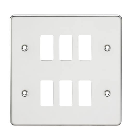 Knightsbridge GDFP006PC Flat plate 6G grid faceplate - polished chrome Knightsbridge Grid Knightsbridge - Sparks Warehouse