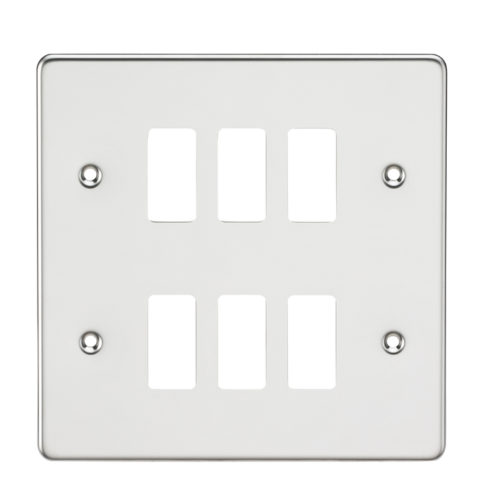 Knightsbridge GDFP006PC Flat plate 6G grid faceplate - polished chrome Knightsbridge Grid Knightsbridge - Sparks Warehouse