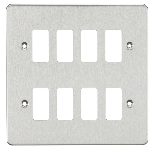 Knightsbridge GDFP008BC Flat plate 8G grid faceplate - brushed chrome Knightsbridge Grid Knightsbridge - Sparks Warehouse
