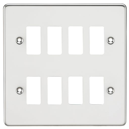 Knightsbridge GDFP008PC Flat plate 8G grid faceplate - polished chrome Knightsbridge Grid Knightsbridge - Sparks Warehouse