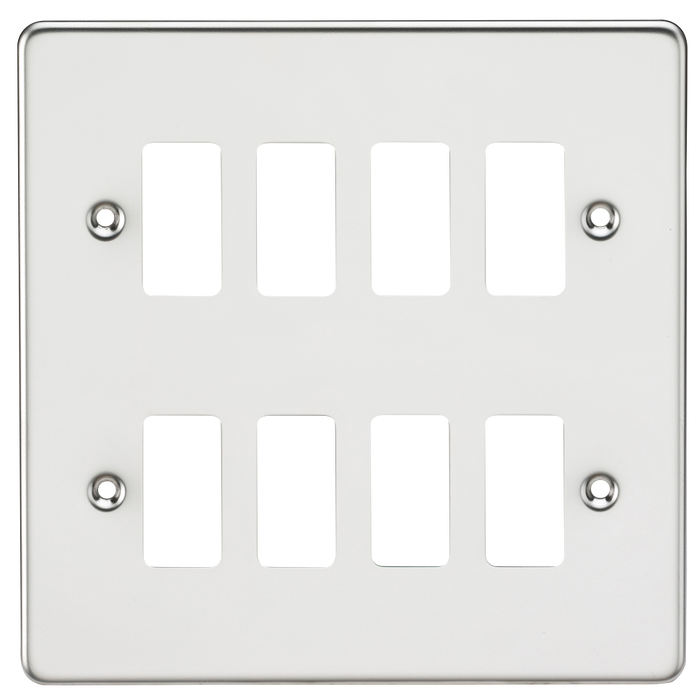 Knightsbridge GDFP008PC Flat plate 8G grid faceplate - polished chrome Knightsbridge Grid Knightsbridge - Sparks Warehouse