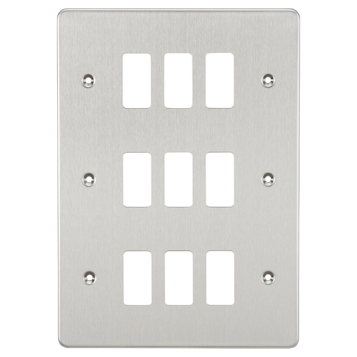 Knightsbridge GDFP009BC Flat plate 9G grid faceplate - brushed chrome Knightsbridge Grid Knightsbridge - Sparks Warehouse
