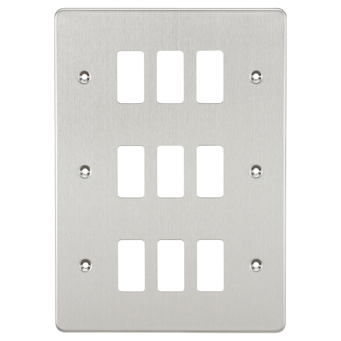 Knightsbridge GDFP009BC Flat plate 9G grid faceplate - brushed chrome Knightsbridge Grid Knightsbridge - Sparks Warehouse
