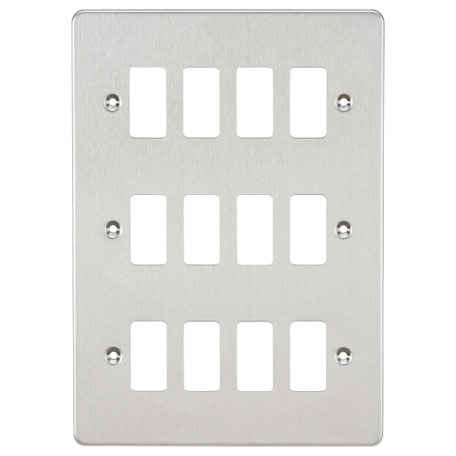 Knightsbridge GDFP012BC Flat plate 12G grid faceplate - brushed chrome Knightsbridge Grid Knightsbridge - Sparks Warehouse